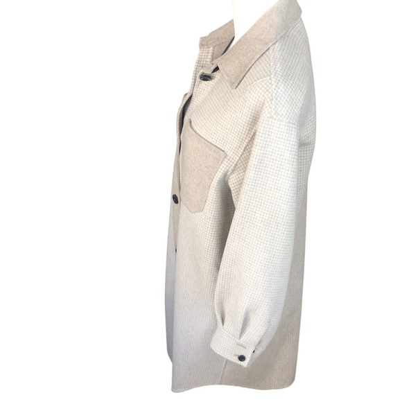 Zara Women Wool Blend Ivory Tan Oversize Button Front Jacket Coat w/Pockets XS - Picture 7 of 16